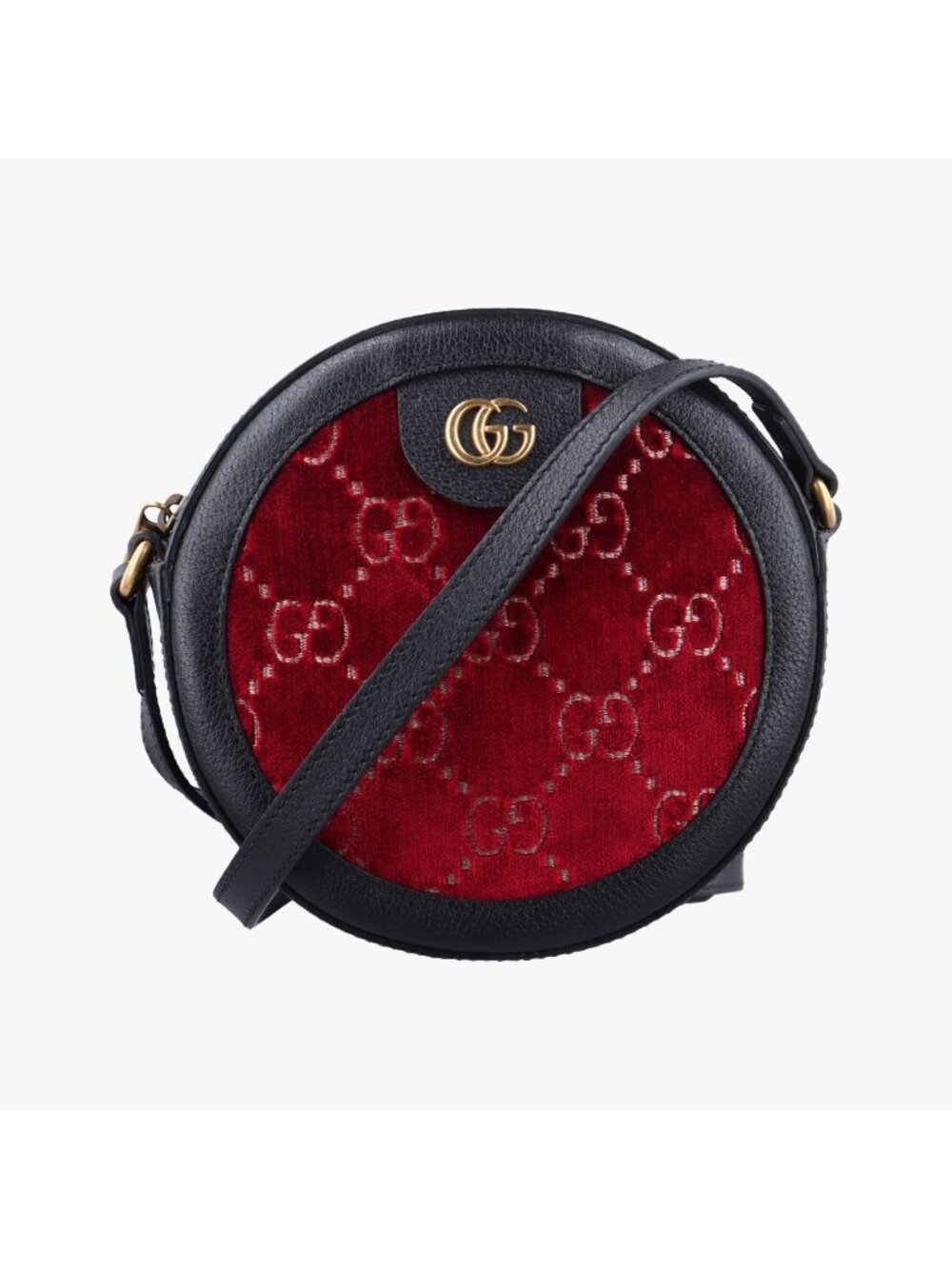 Gucci Ophidia Red Black Velour Leather Shoulder Bag